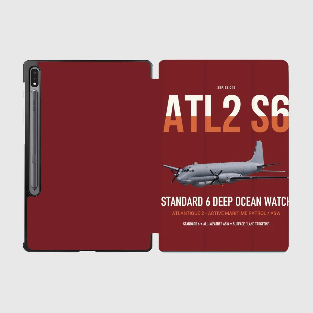 Atlantique 2 Standard 6 design on dark red samsung tablet tablet case