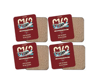 Thumbnail for Cessna 162 Skycatcher design on dark red 4 pieces set coaster