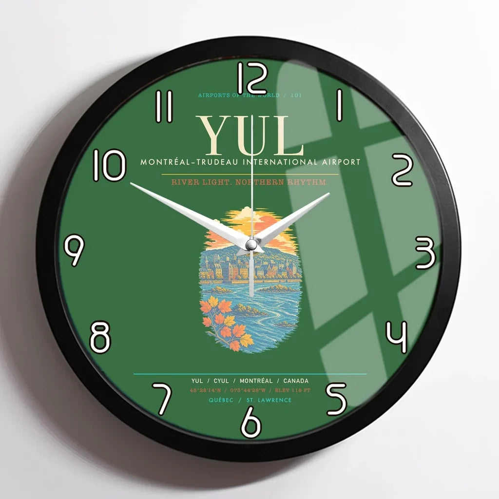 MontrealTrudeau International Airport YUL Wall-Clock Framed - Green