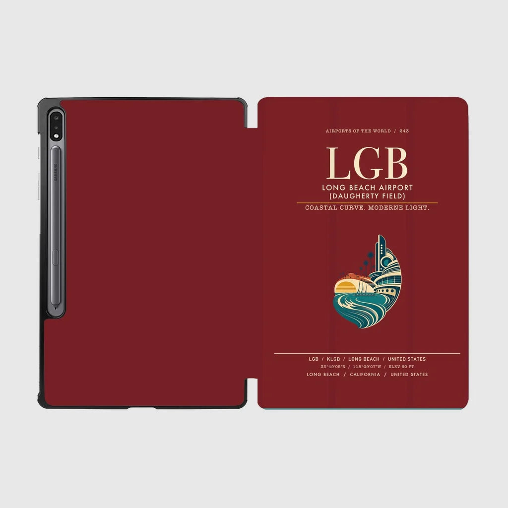 Long Beach Airport (Daugherty Field) (LGB) design on dark red samsung tablet tablet case