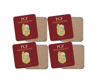 Thumbnail for Perpignan–Rivesaltes Airport (PGF) design on dark red 4 pieces set coaster