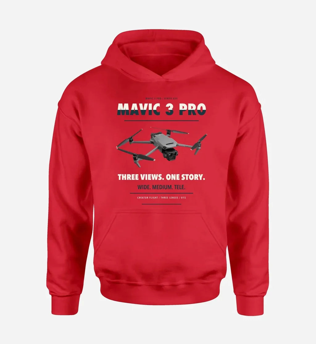 DJI Mavic 3 Pro design on red hoodie single side
