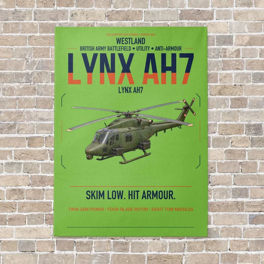 Westland Lynx AH7 vertical canvas print - no frame - light green background
