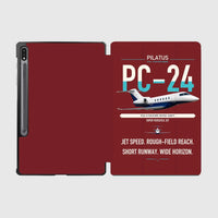 Thumbnail for Pilatus PC-24 design on dark red samsung tablet tablet case