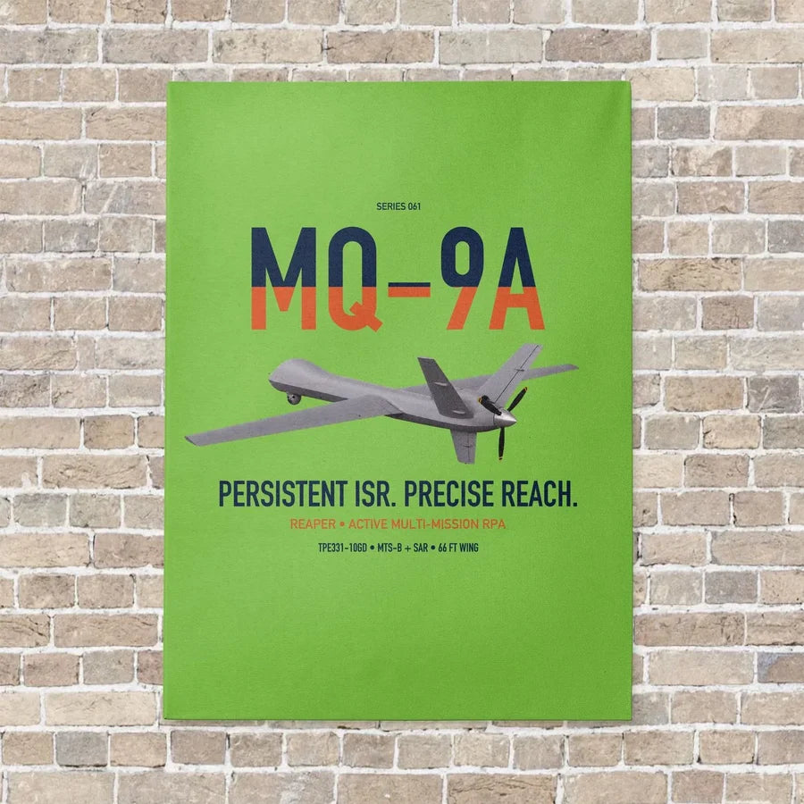 MQ-9A Reaper vertical canvas print - no frame - light green background