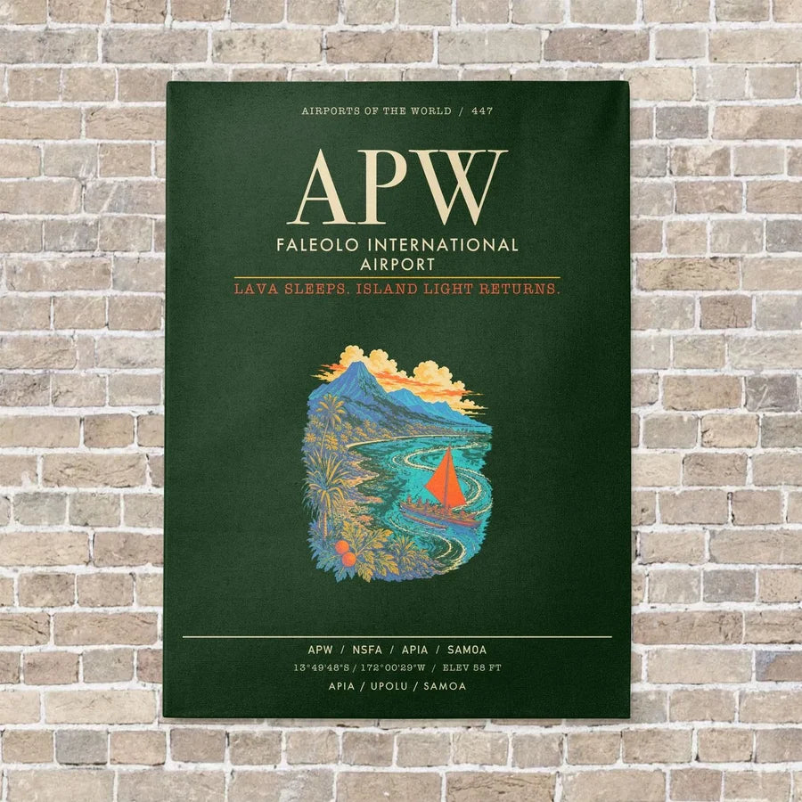 Faleolo International Airport APW - Canvas Framed - Dark Green