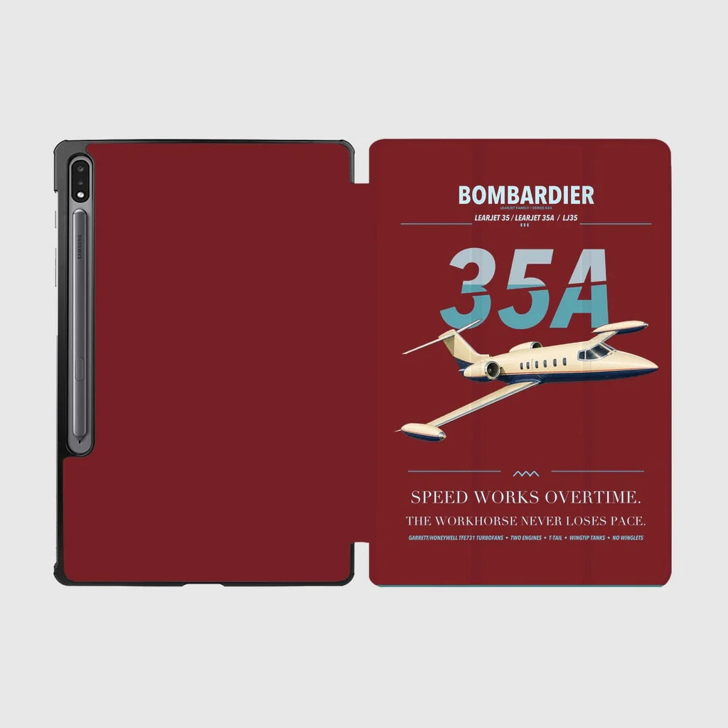 Bombardier Learjet 35A design on dark red samsung tablet tablet case