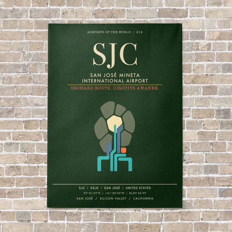 San Jose Mineta International Airport SJC - Canvas Framed - Dark Green