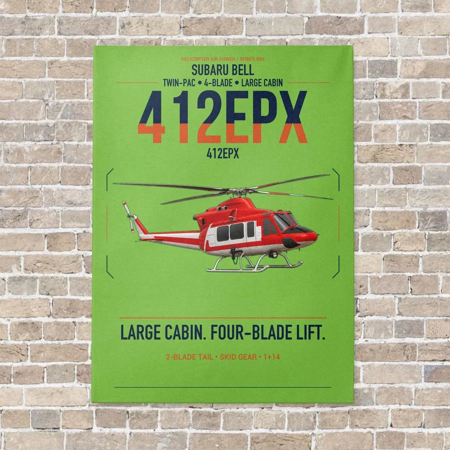 SUBARU Bell 412EPX vertical canvas print - no frame - light green background