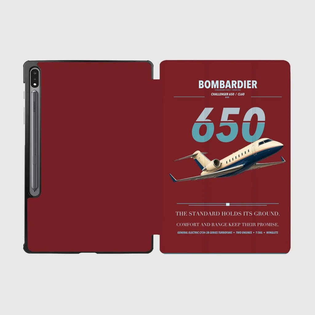 Bombardier Challenger 650 design on dark red samsung tablet tablet case