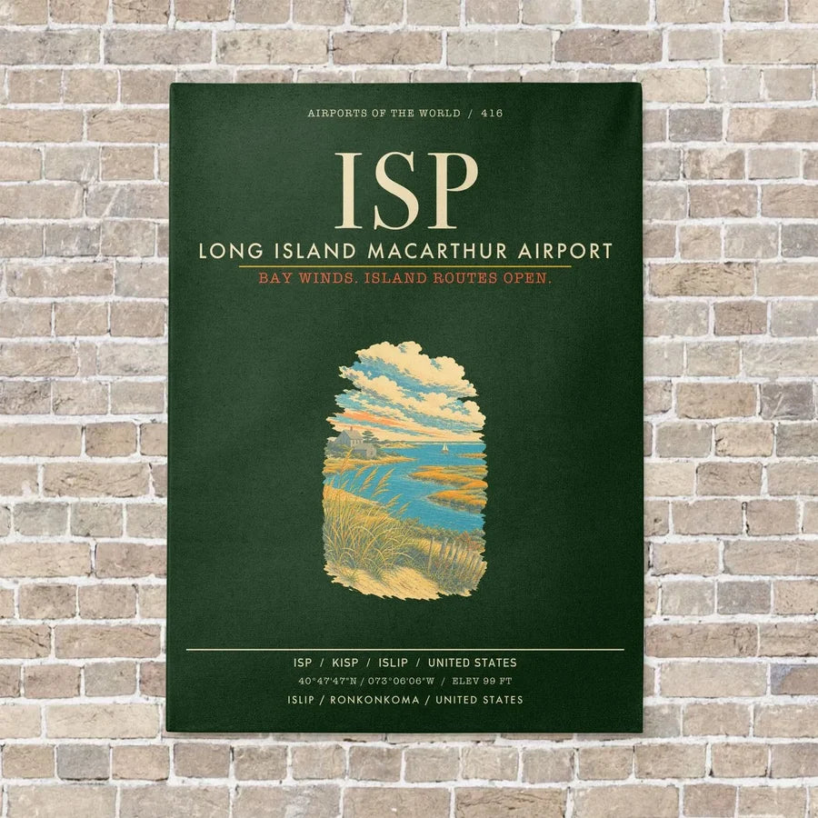 Long Island MacArthur Airport ISP - Canvas Framed - Dark Green