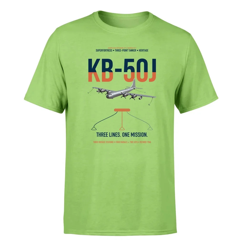 KB-50J Superfortress design on light green double-side t-shirt, single-side print