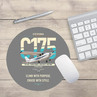 Thumbnail for Cessna 175 Skylark design on gray round mouse pad