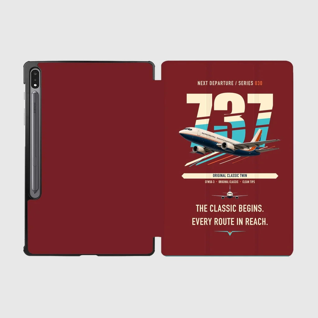 Boeing 737-300 Classic design on dark red samsung tablet tablet case