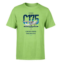 Thumbnail for Cessna 175 Skylark design on light green t-shirt, single-side print