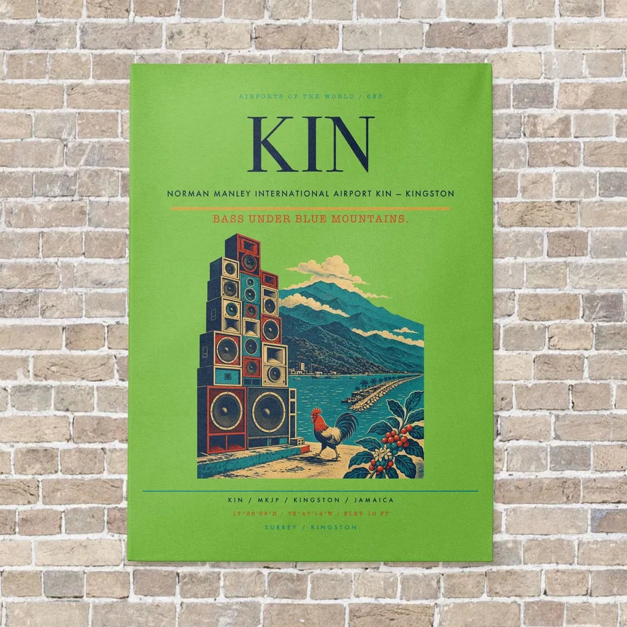 Norman Manley International Airport KIN — Kingston vertical canvas print - no frame - light green background