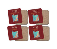 Thumbnail for Vigo Airport (VGO) design on dark red 4 pieces set coaster