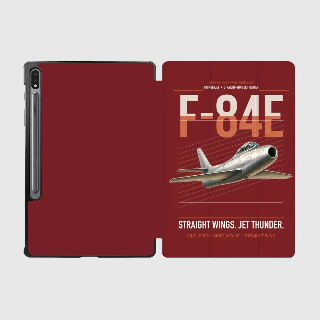 F-84E Thunderjet design on dark red samsung tablet tablet case
