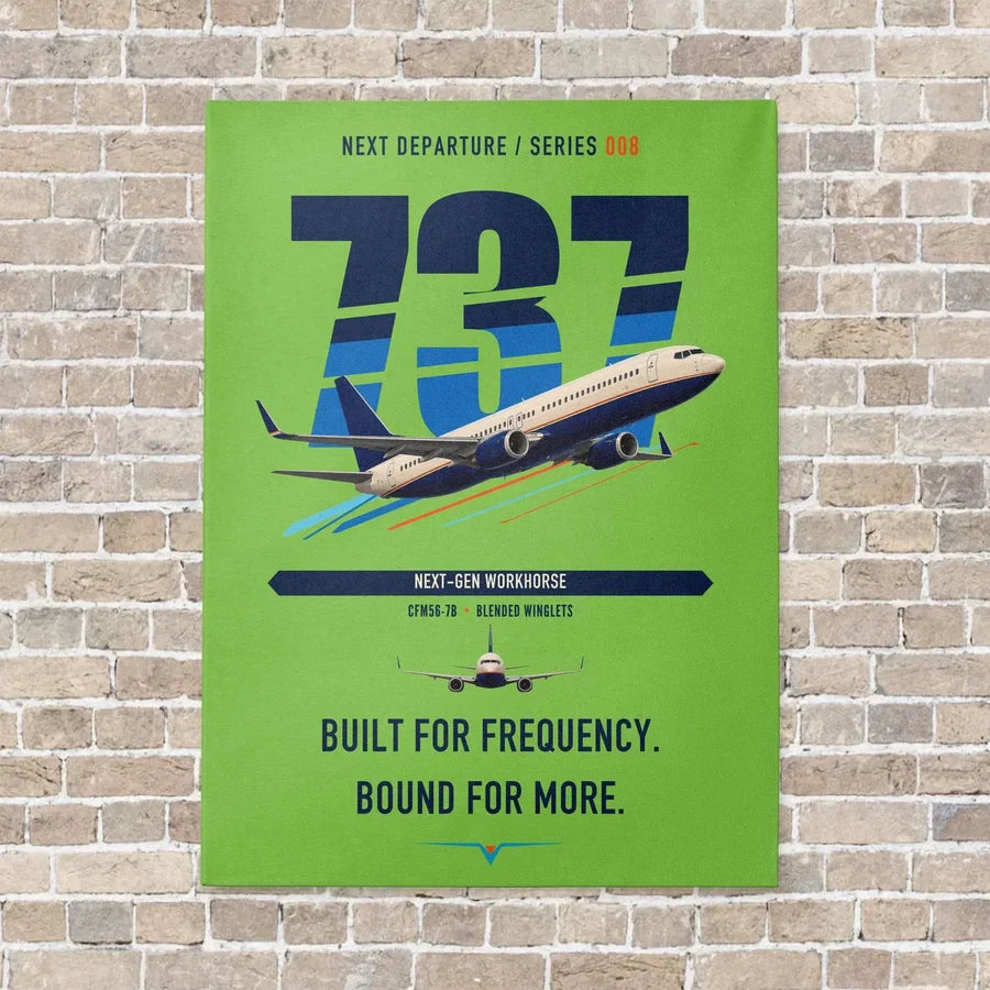 Boeing 737-800 NG vertical canvas print - no frame - light green background