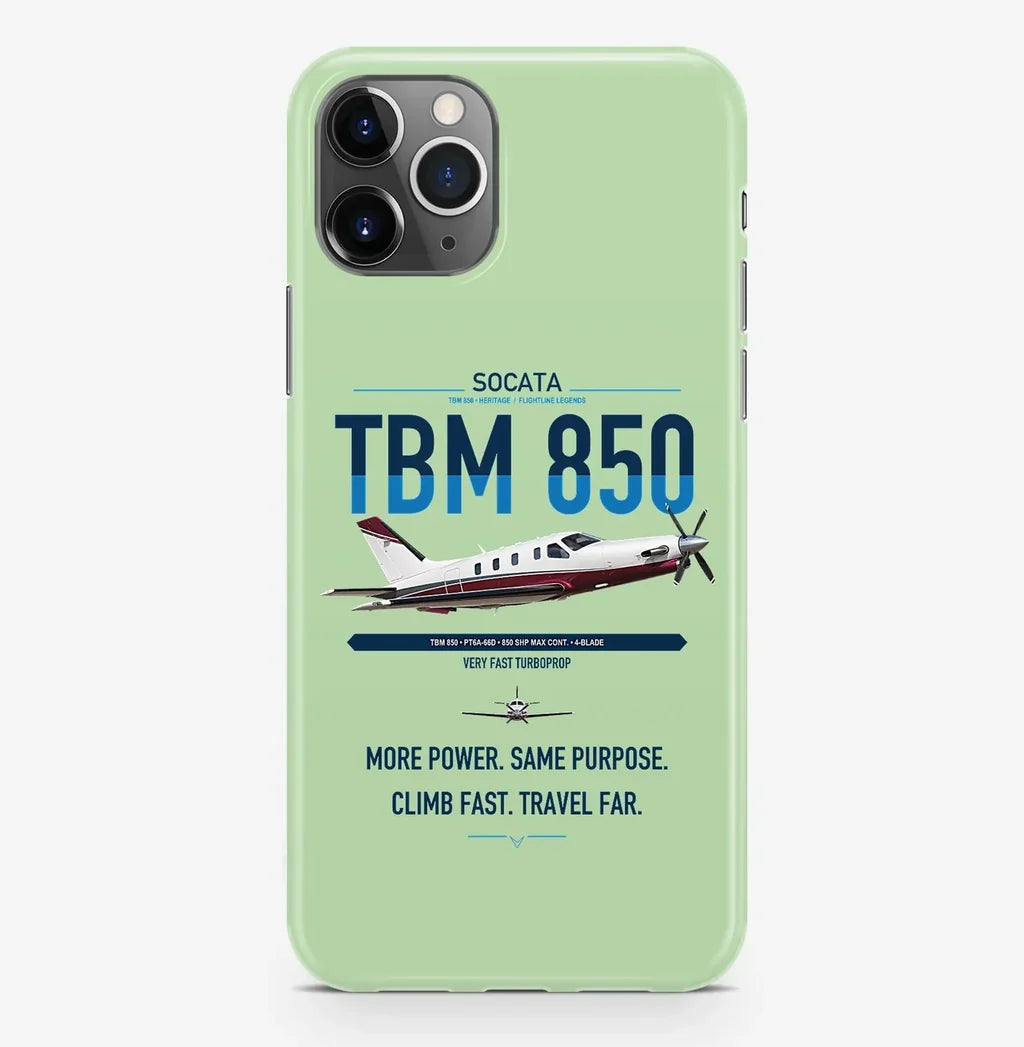 Socata TBM 850 design on light green magsafe iphone case, for iPhone Pro Max