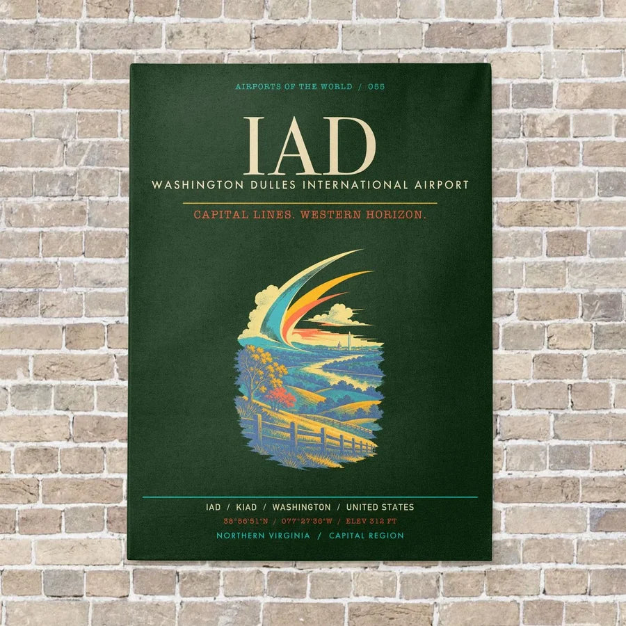 Washington Dulles International Airport IAD - Canvas Framed - Dark Green