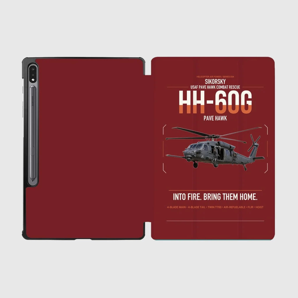 Sikorsky HH-60G Pave Hawk design on dark red samsung tablet tablet case