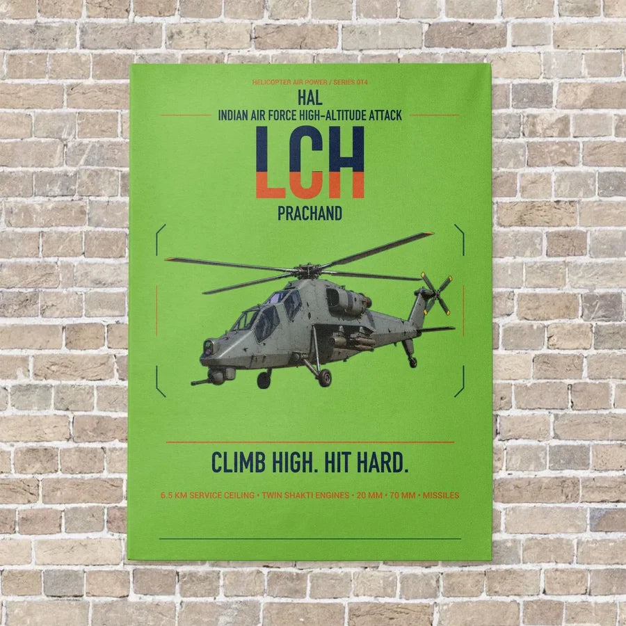 HAL LCH Prachand vertical canvas print - no frame - light green background
