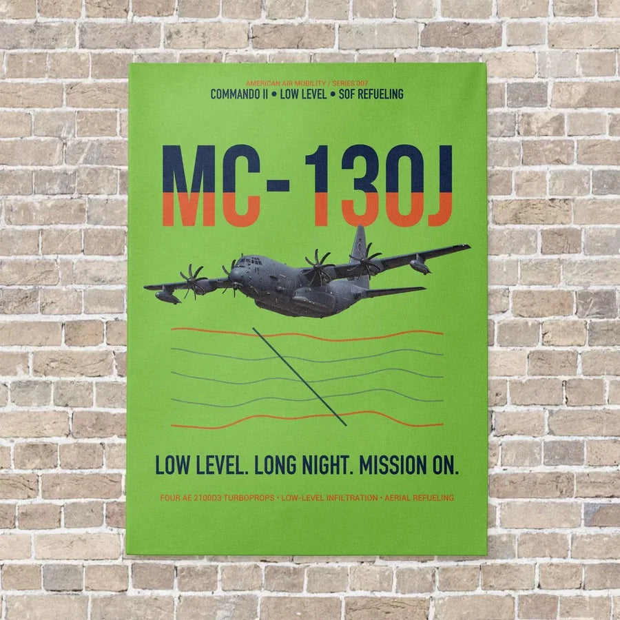 MC-130J COMMANDO II vertical canvas print - no frame - light green background