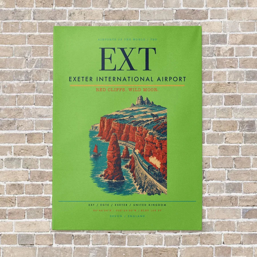 Exeter International Airport EXT vertical canvas print - no frame - light green background