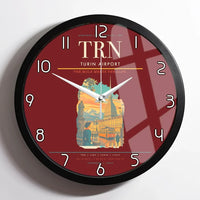 Thumbnail for Turin Airport (TRN) design on dark red framed wall clock