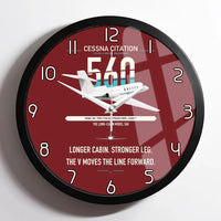 Thumbnail for Cessna Citation 560 - Citation V design on dark red framed wall clock