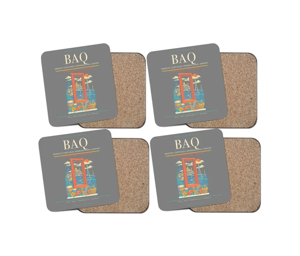 Ernesto Cortissoz International Airport BAQ Coaster 4-Pieces-Set - Gray