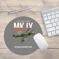Thumbnail for Supermarine Spitfire Mk IX design on gray round mouse pad