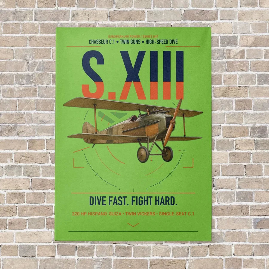 SPAD S.XIII C.1 vertical canvas print - no frame - light green background