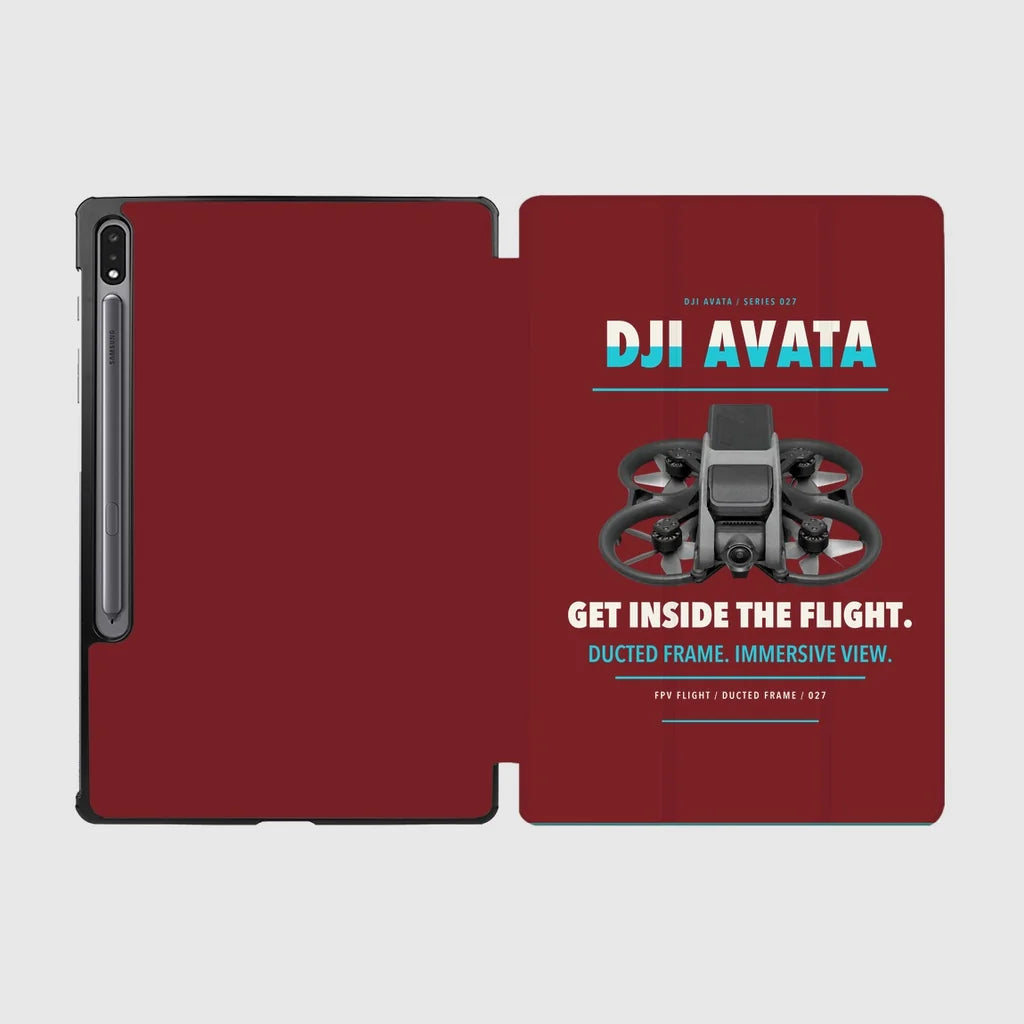 DJI Avata design on dark red samsung tablet tablet case