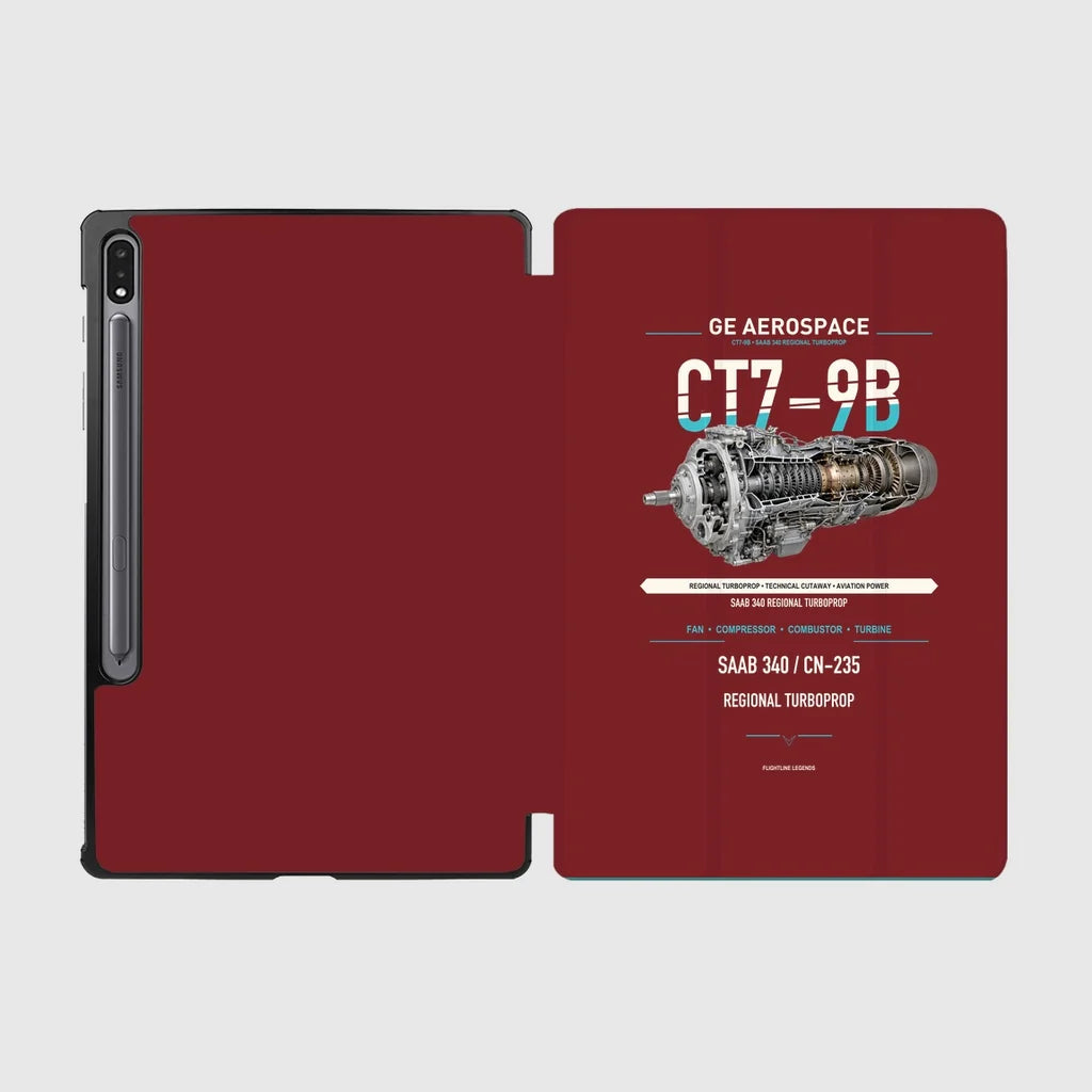 CT7-9B design on dark red samsung tablet tablet case