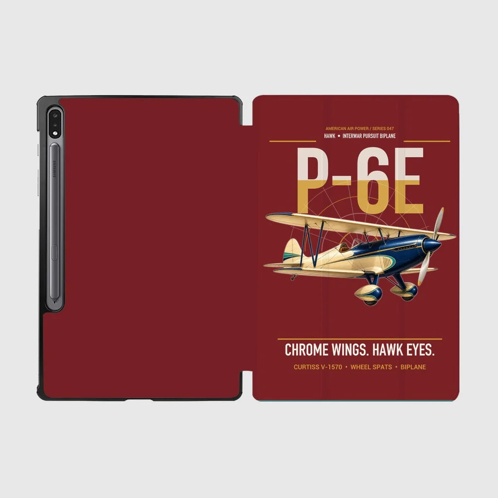 Curtiss P-6E Hawk design on dark red samsung tablet tablet case