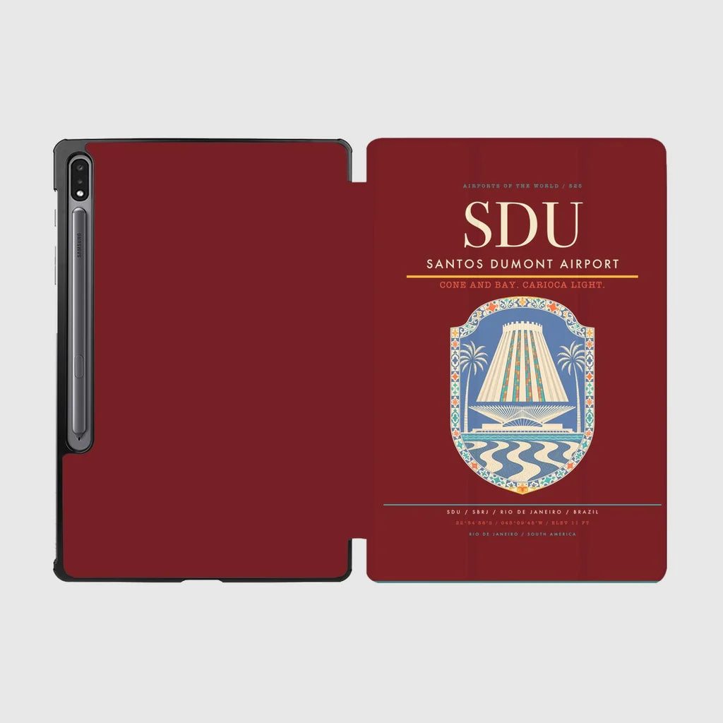 Santos Dumont Airport (SDU) design on dark red samsung tablet tablet case