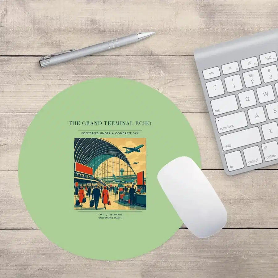 VINTAGE G4300 - The Grand Terminal Echo - Designed Mouse Pads design on lightgreen round