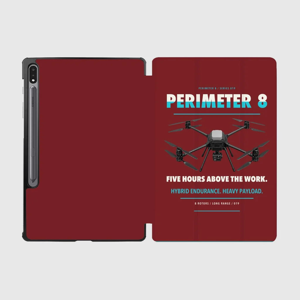 Skyfront Perimeter 8 design on dark red samsung tablet tablet case