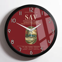 Thumbnail for Savannah-Hilton Head International Airport (SAV) design on dark red framed wall clock