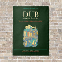 Thumbnail for Dublin Airport DUB - Canvas Framed - Dark Green