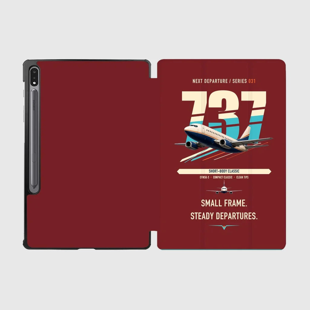 Boeing 737-500 Classic design on dark red samsung tablet tablet case