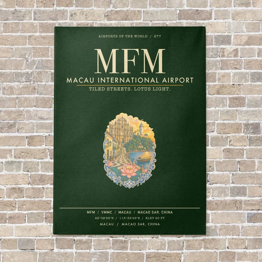 Macau International Airport MFM - Canvas Framed - Dark Green