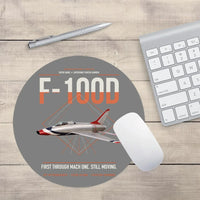 Thumbnail for F-100D Super Sabre design on gray round mouse pad