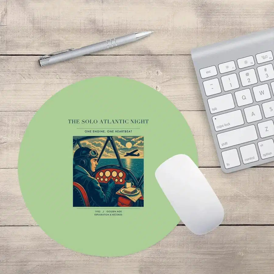 VINTAGE G4294 - The Solo Atlantic Night - Designed Mouse Pads design on lightgreen round