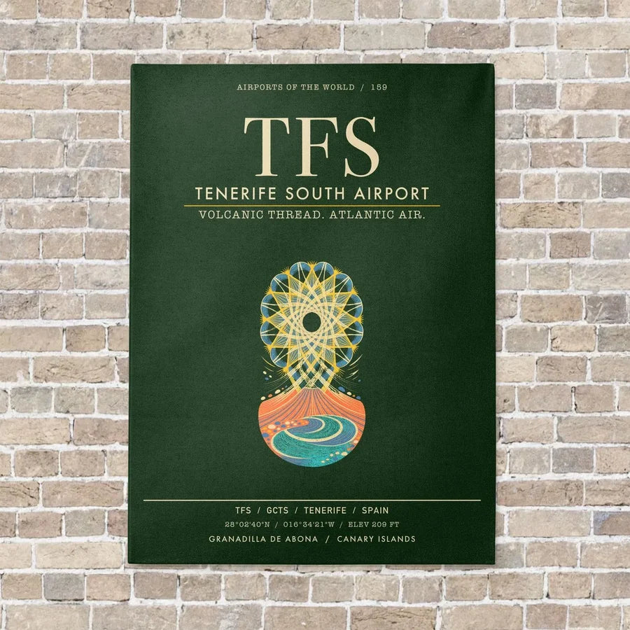Tenerife South Airport TFS - Canvas Framed - Dark Green