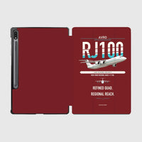 Thumbnail for Avro RJ100 design on dark red samsung tablet tablet case