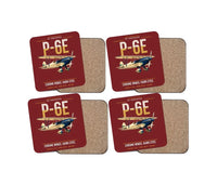 Thumbnail for Curtiss P-6E Hawk design on dark red 4 pieces set coaster