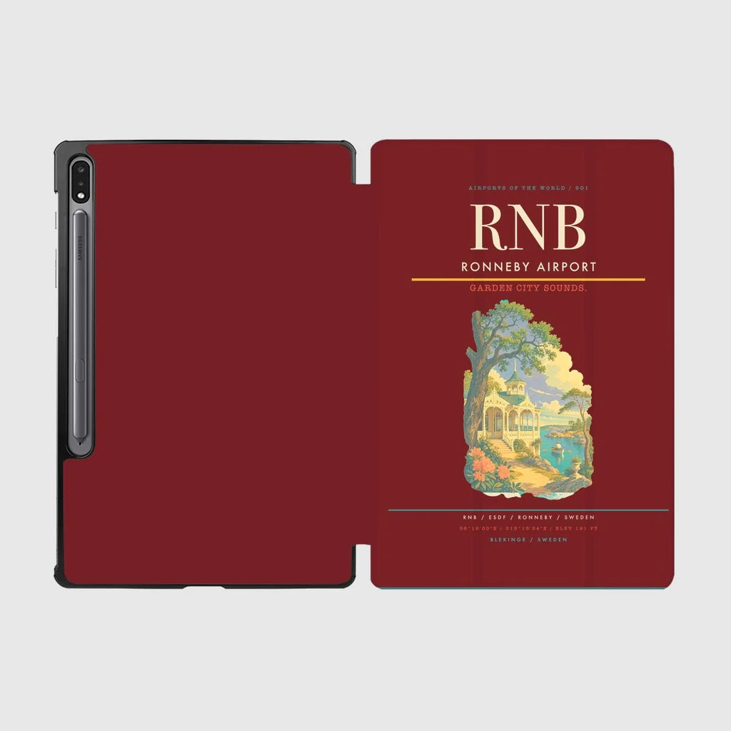 Ronneby Airport (RNB) design on dark red samsung tablet tablet case